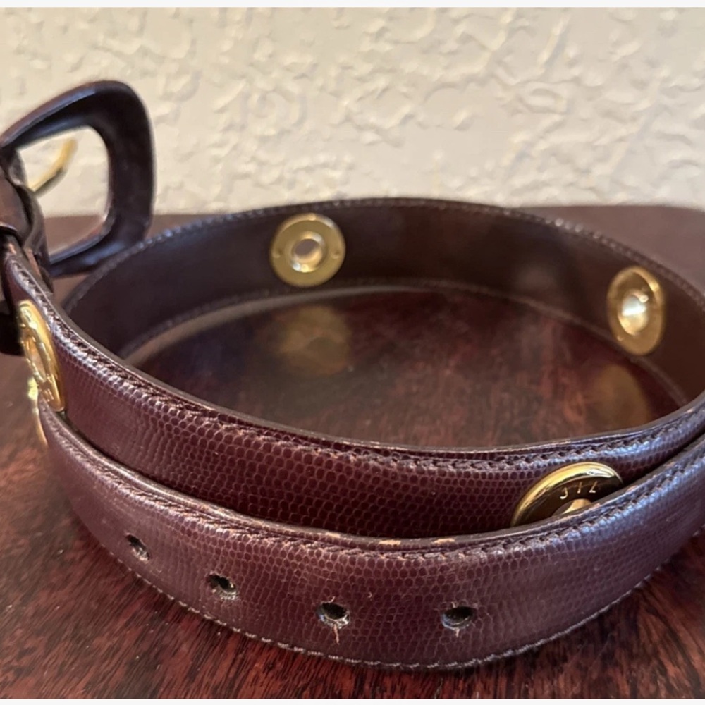 Vintage Jil Sander Brown Leather Belt Gold Hardware Minimalist women xs-small - Picture 4 of 9